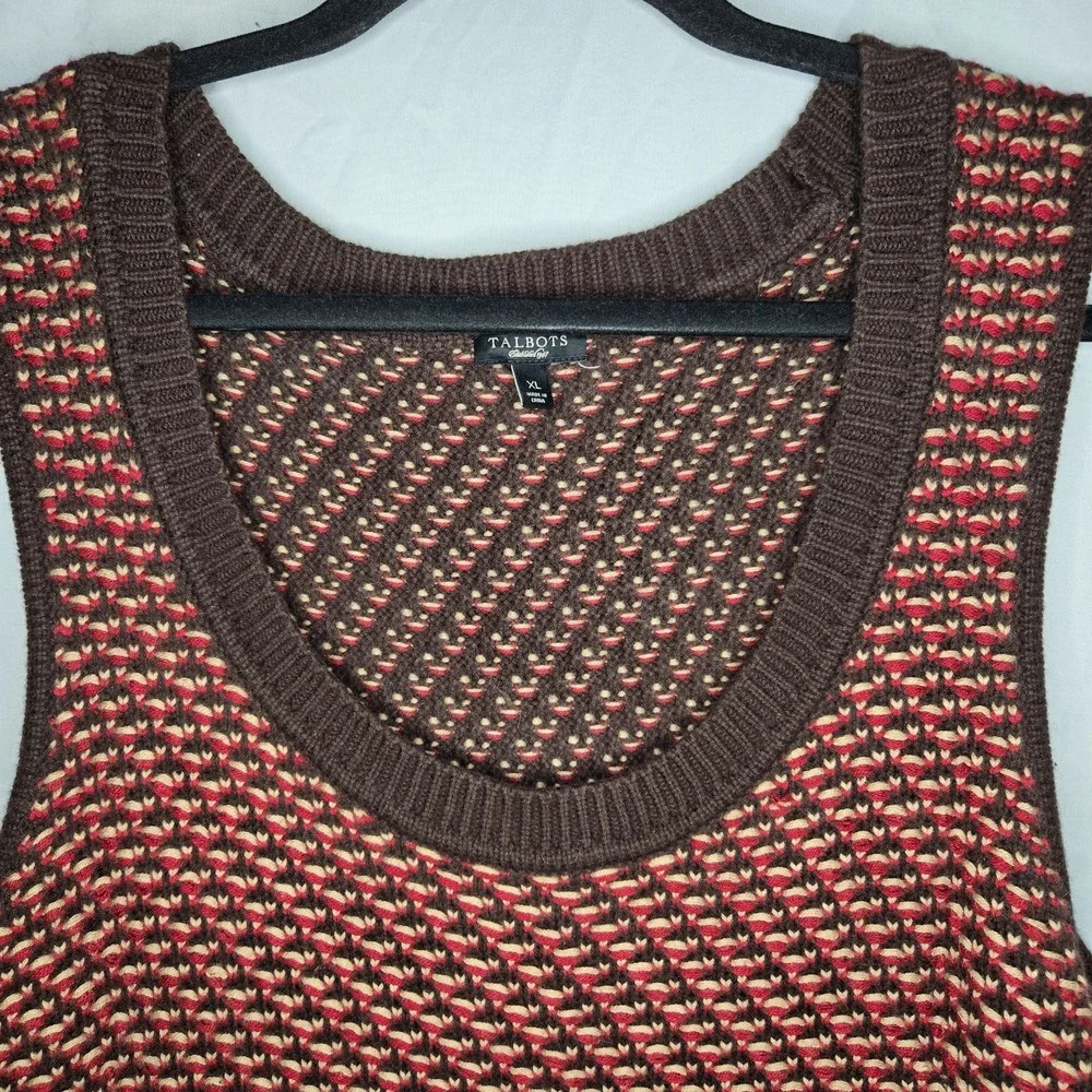 Talbots Brown Angora Blend Sweater Tank Vest Size XL Retro 70's Hipster Academia